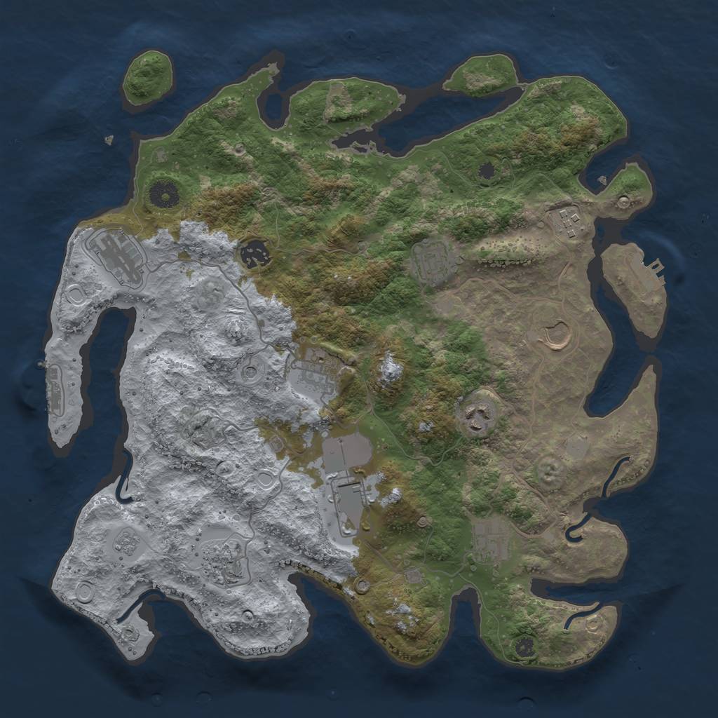 Rust Map: Procedural Map, Size: 3750, Seed: 55674848, 17 Monuments