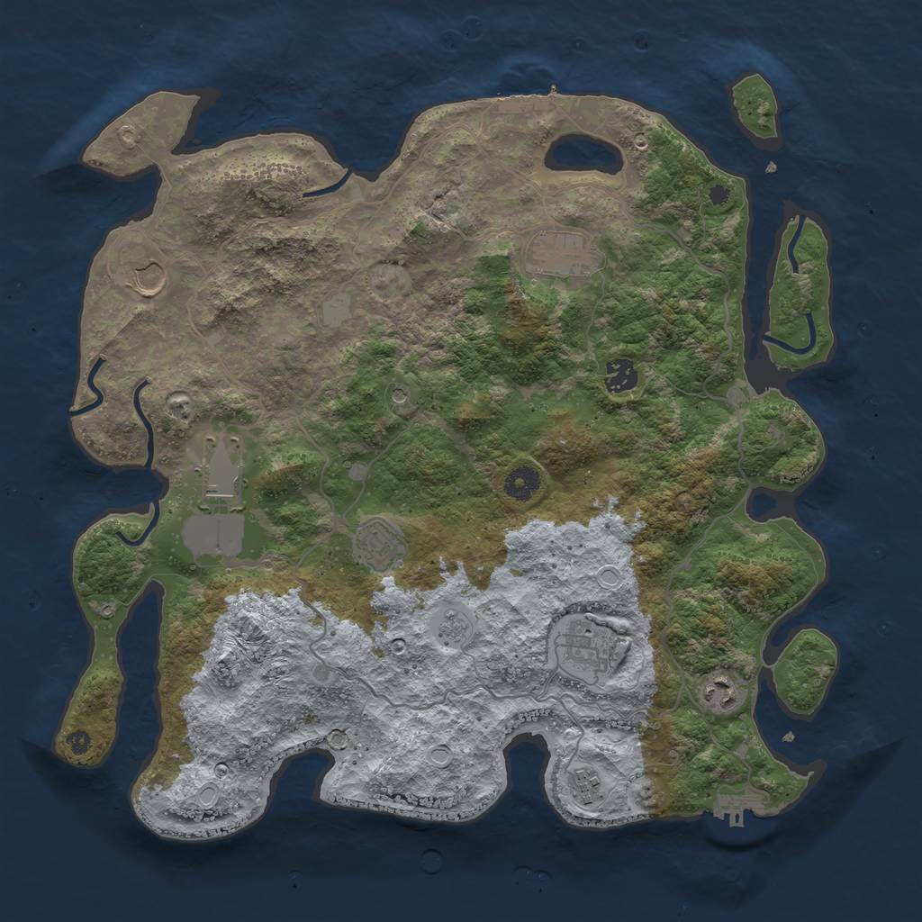 Rust Map: Procedural Map, Size: 4000, Seed: 1989665796, 15 Monuments
