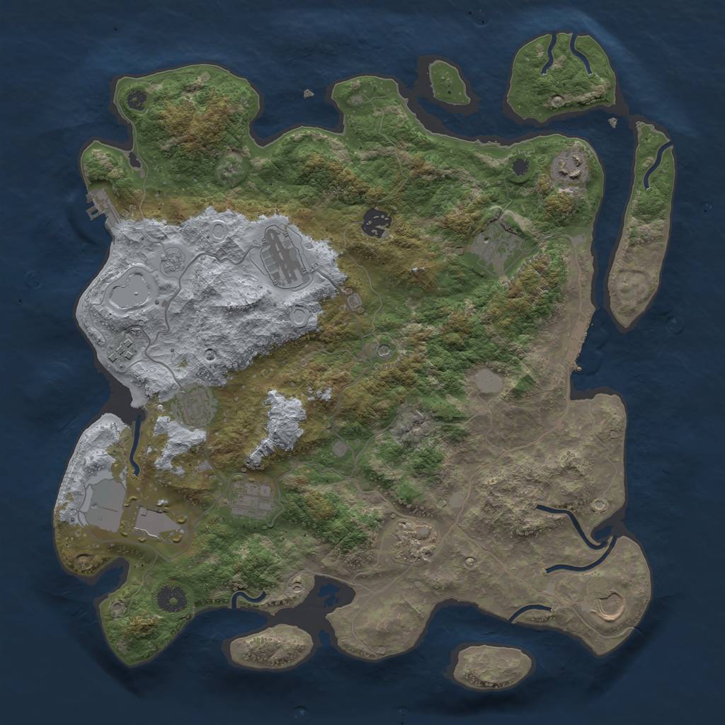 Rust Map: Procedural Map, Size: 3800, Seed: 2100750081, 17 Monuments