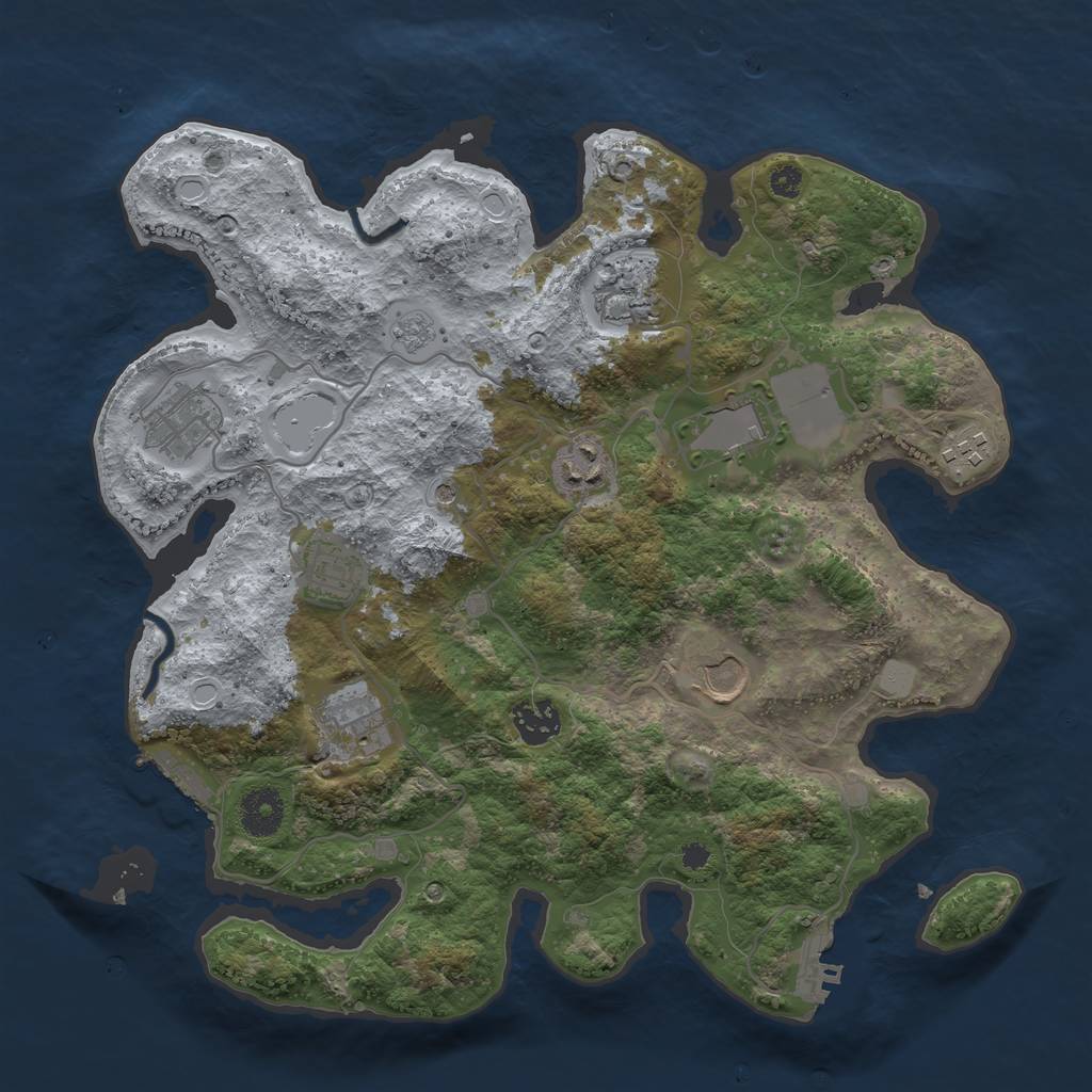 Rust Map: Procedural Map, Size: 3500, Seed: 1628829962, 16 Monuments