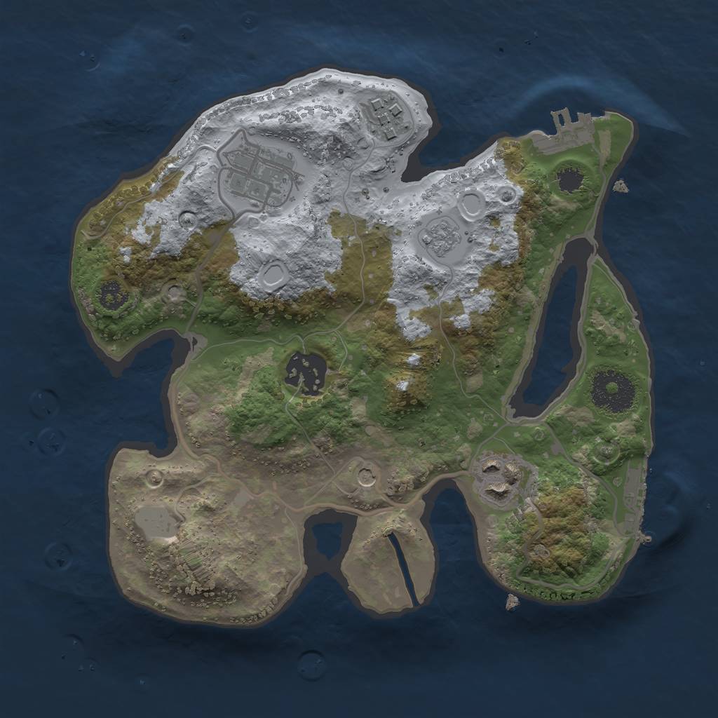 Rust Map: Procedural Map, Size: 2500, Seed: 901183342, 11 Monuments