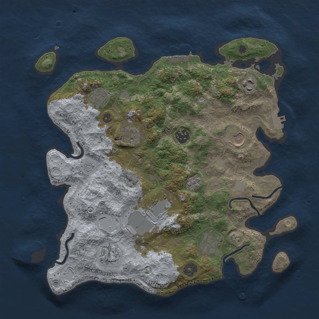 Rust Map: Procedural Map, Size: 3500, Seed: 2109006246, 16 Monuments