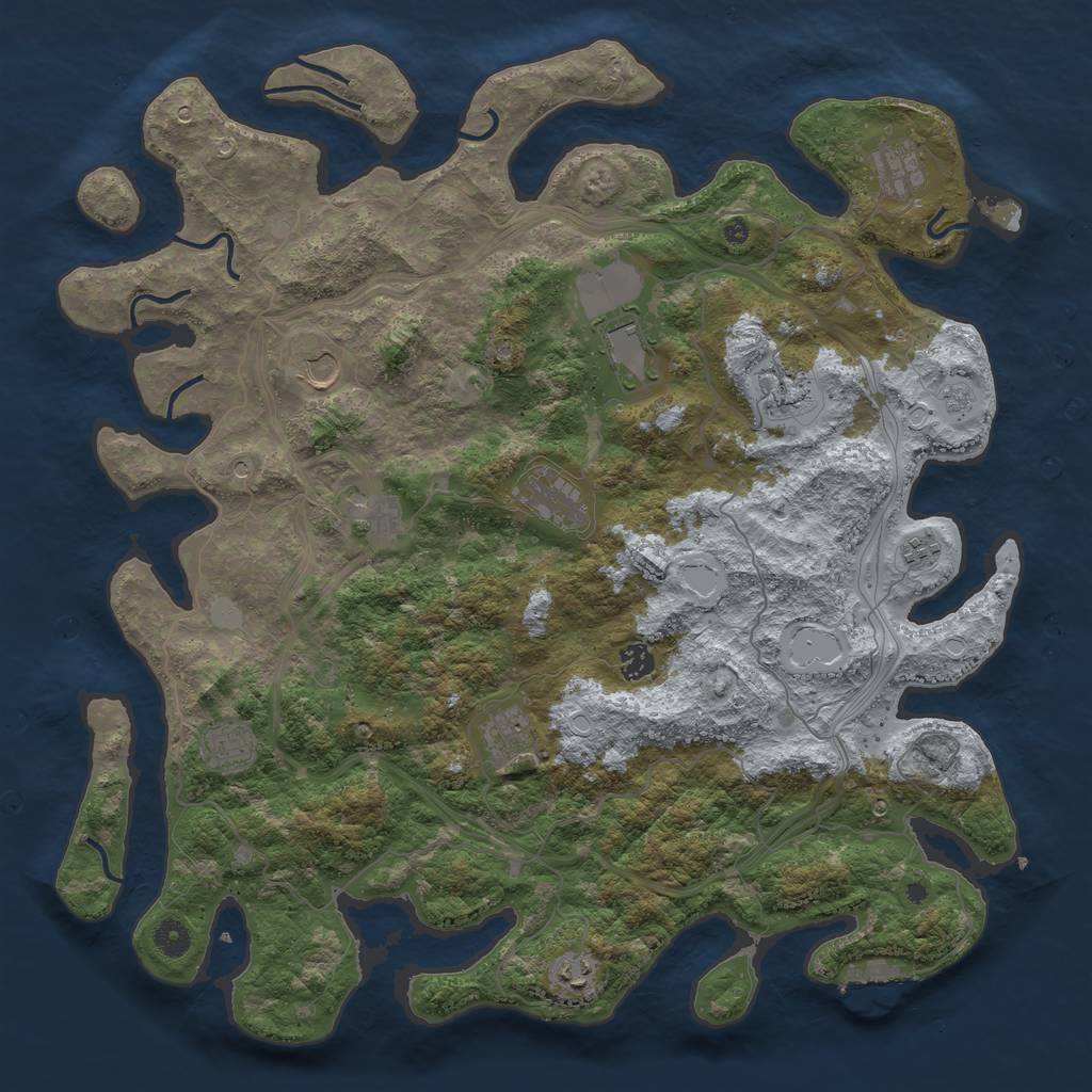 Rust Map: Procedural Map, Size: 4500, Seed: 16072, 17 Monuments