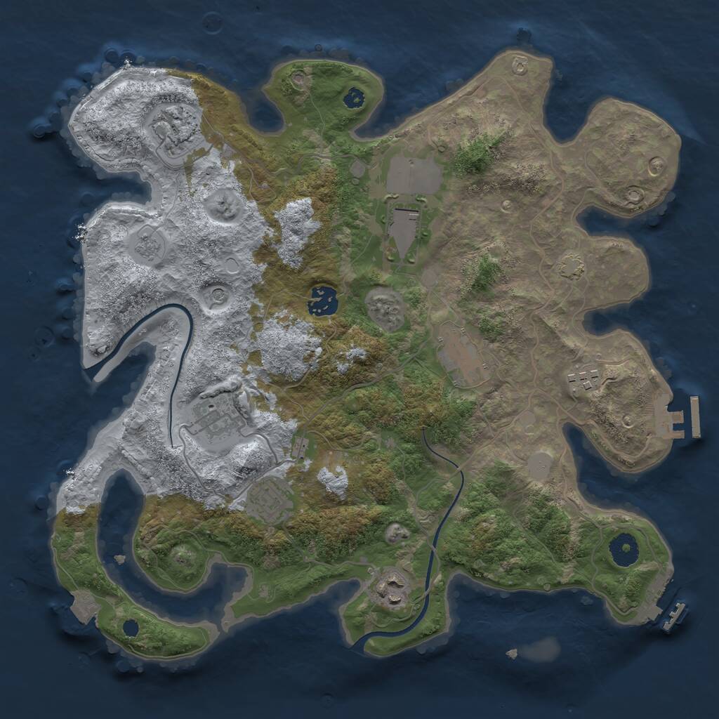 Rust Map: Procedural Map, Size: 3500, Seed: 1987344535, 14 Monuments