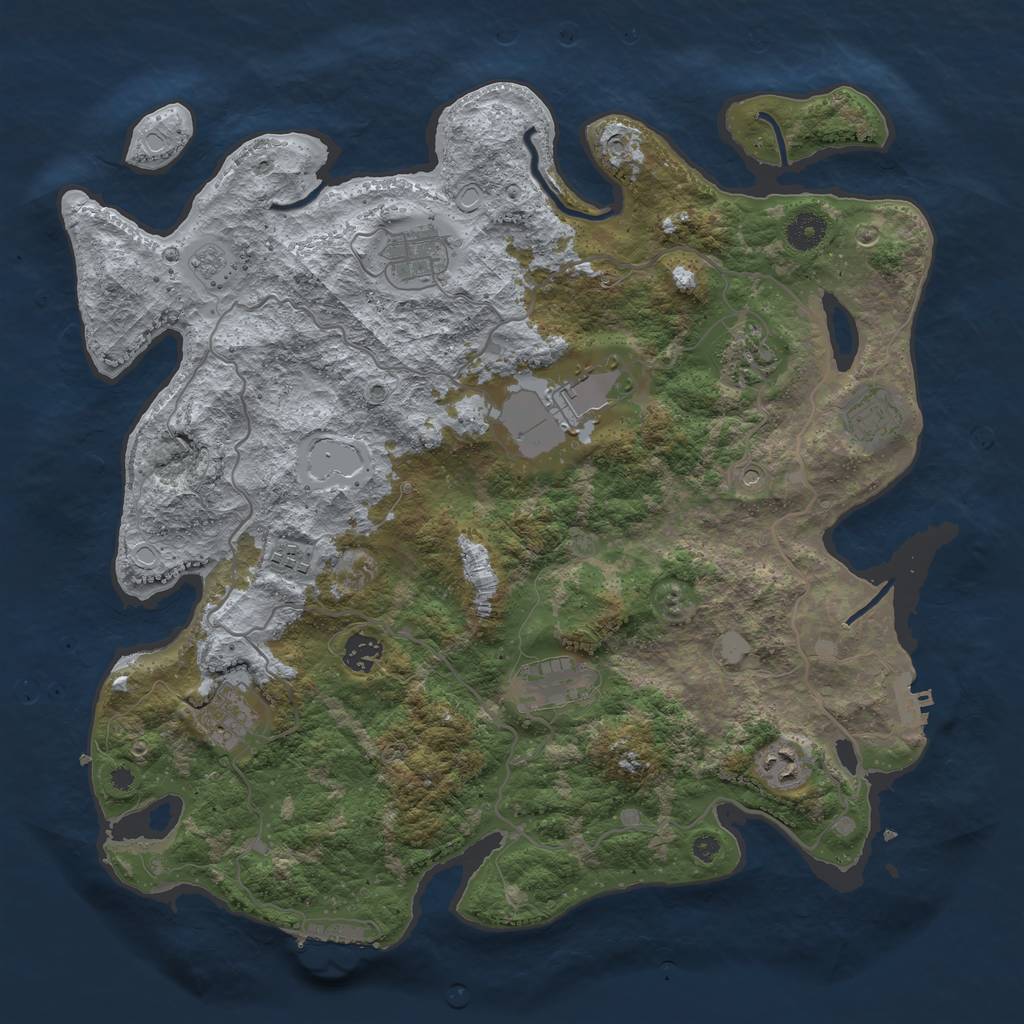 Rust Map: Procedural Map, Size: 4000, Seed: 673781085, 16 Monuments