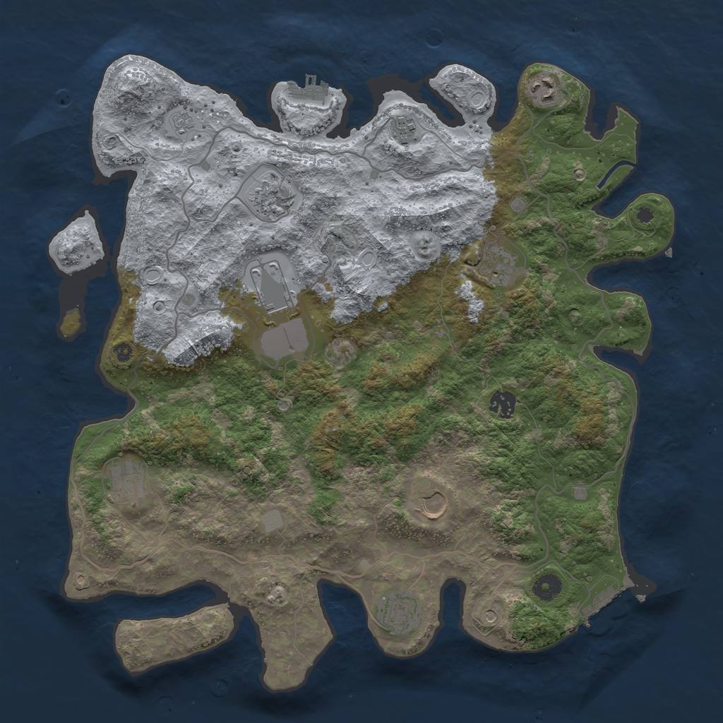 Rust Map: Procedural Map, Size: 4000, Seed: 869, 16 Monuments