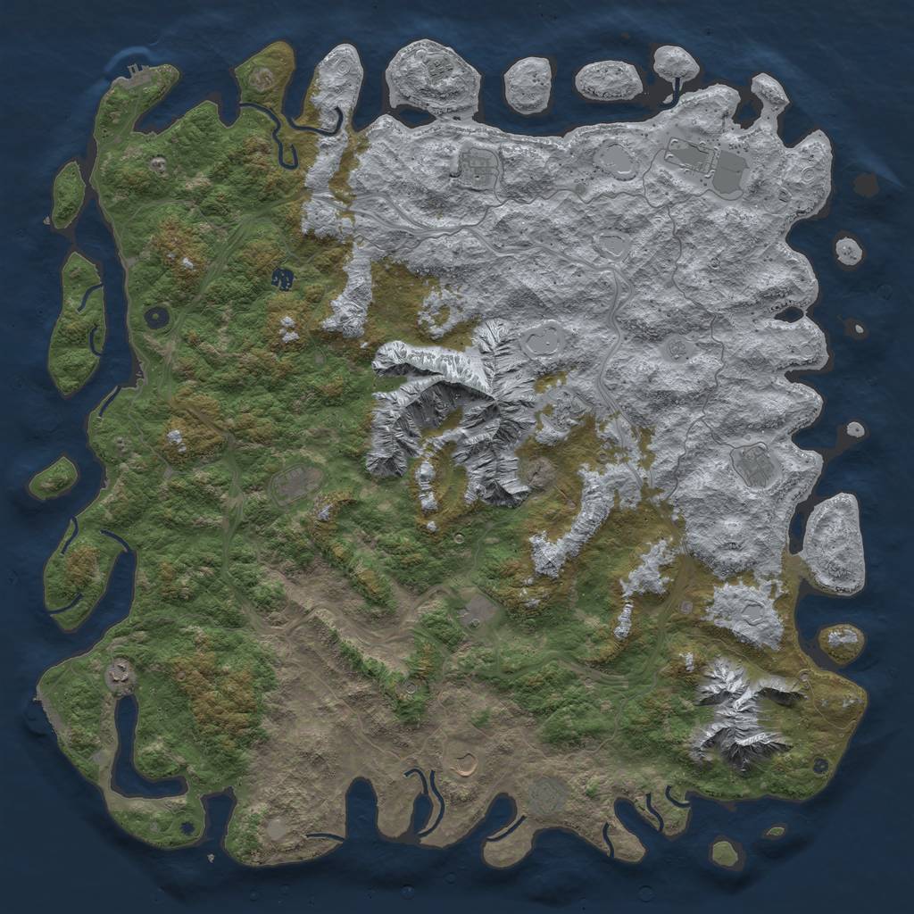 Rust Map: Procedural Map, Size: 6000, Seed: 32852, 18 Monuments