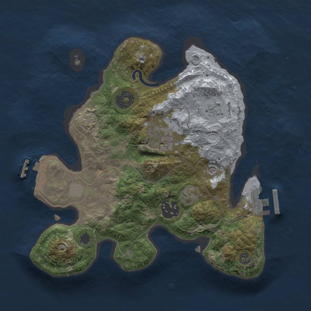 Rust Map: Procedural Map, Size: 2500, Seed: 512285700, 8 Monuments