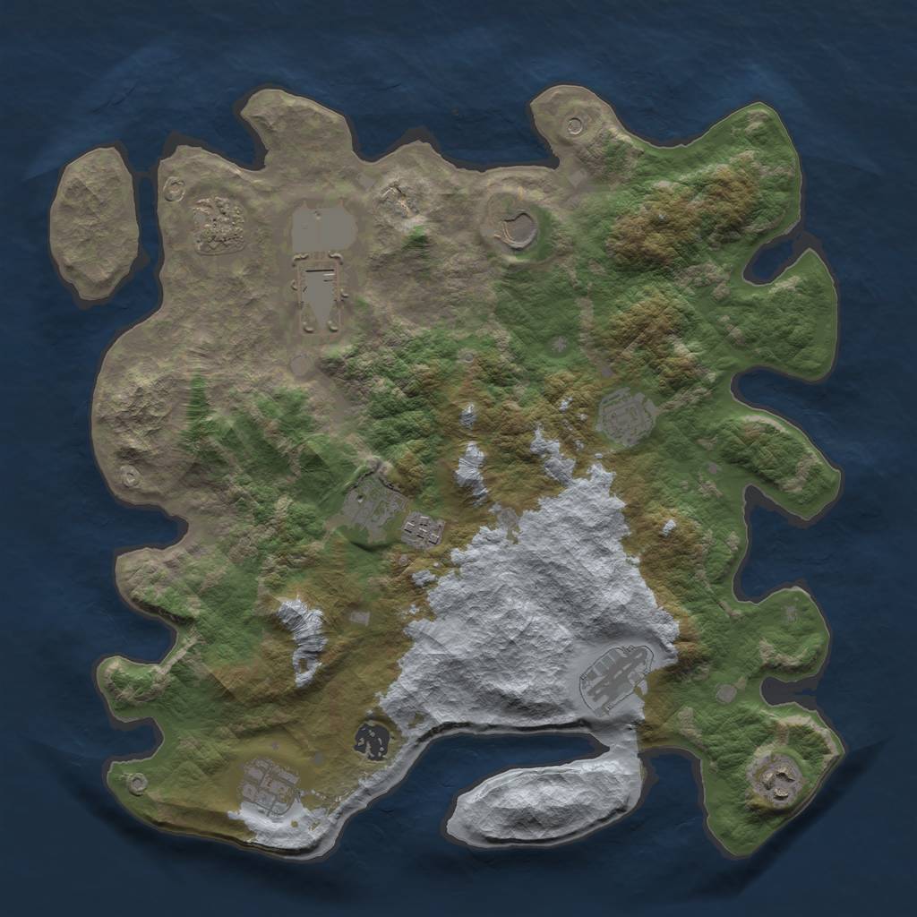 Rust Map: Barren, Size: 3800, Seed: 7766, 13 Monuments
