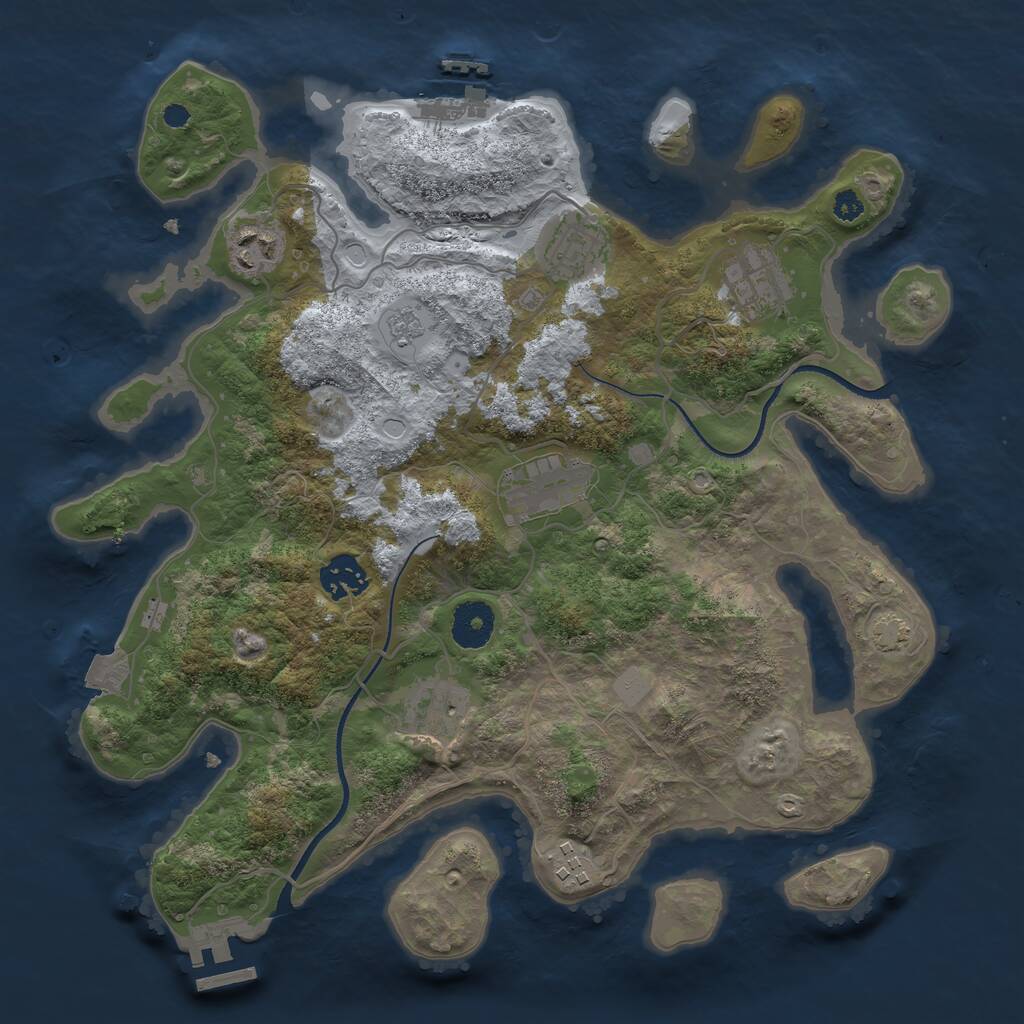 Rust Map: Procedural Map, Size: 3400, Seed: 18428862, 12 Monuments