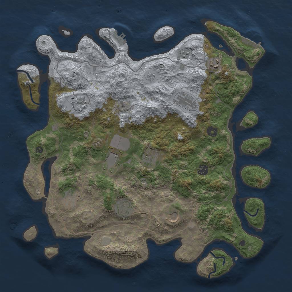 Rust Map: Procedural Map, Size: 4000, Seed: 542111953, 17 Monuments