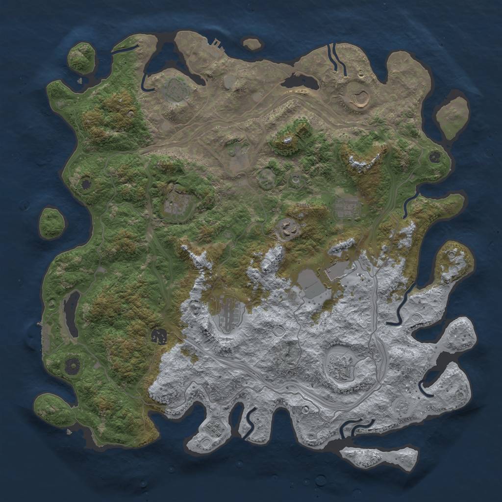Rust Map: Procedural Map, Size: 4500, Seed: 839077, 18 Monuments