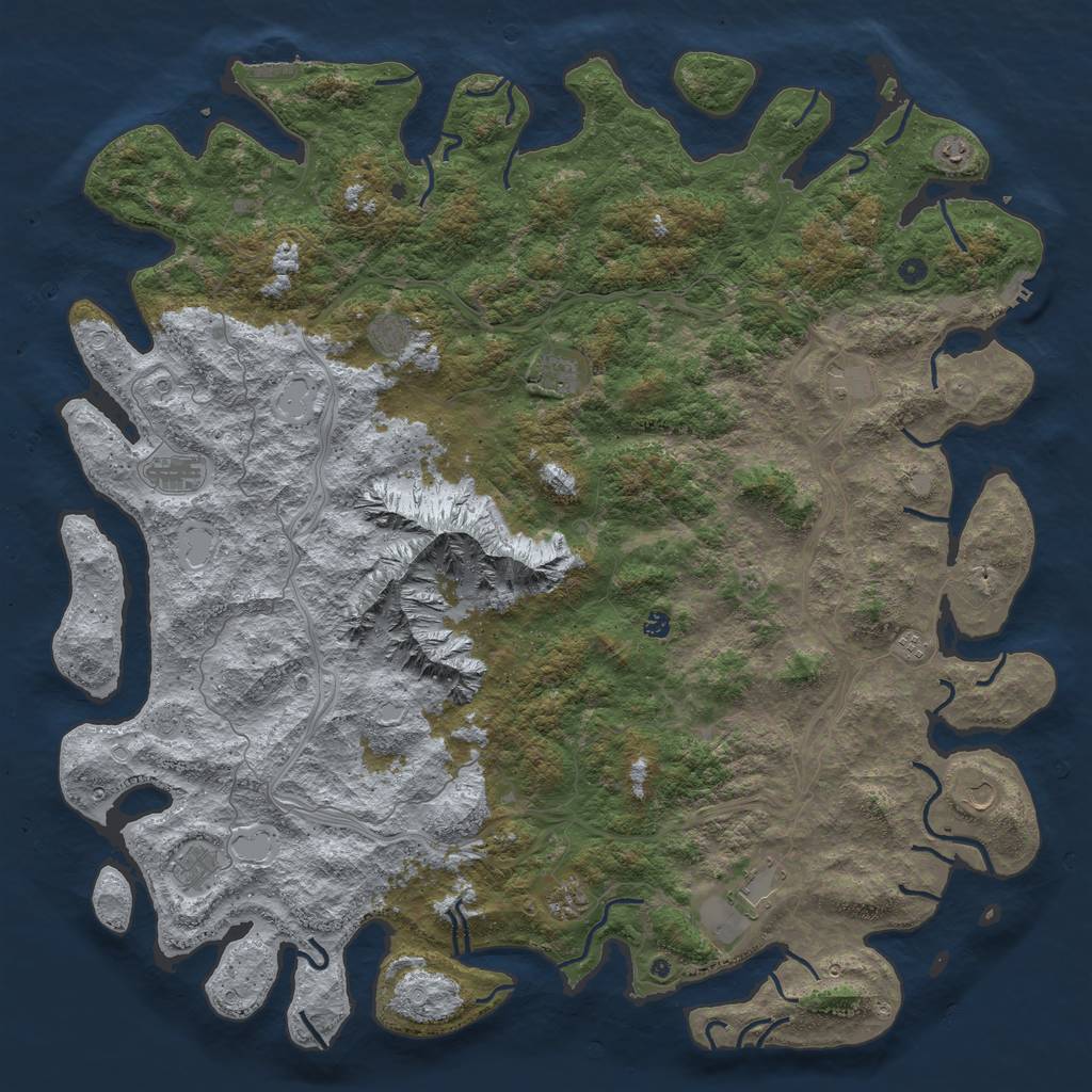 Rust Map: Procedural Map, Size: 6000, Seed: 868882224, 18 Monuments