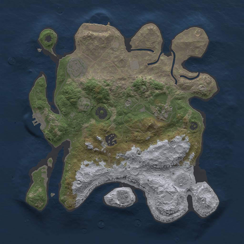 Rust Map: Procedural Map, Size: 3000, Seed: 388343913, 11 Monuments