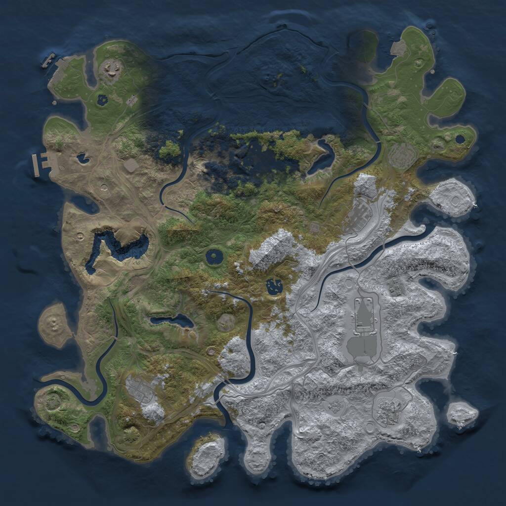 Rust Map: Procedural Map, Size: 4500, Seed: 1493668496, 15 Monuments