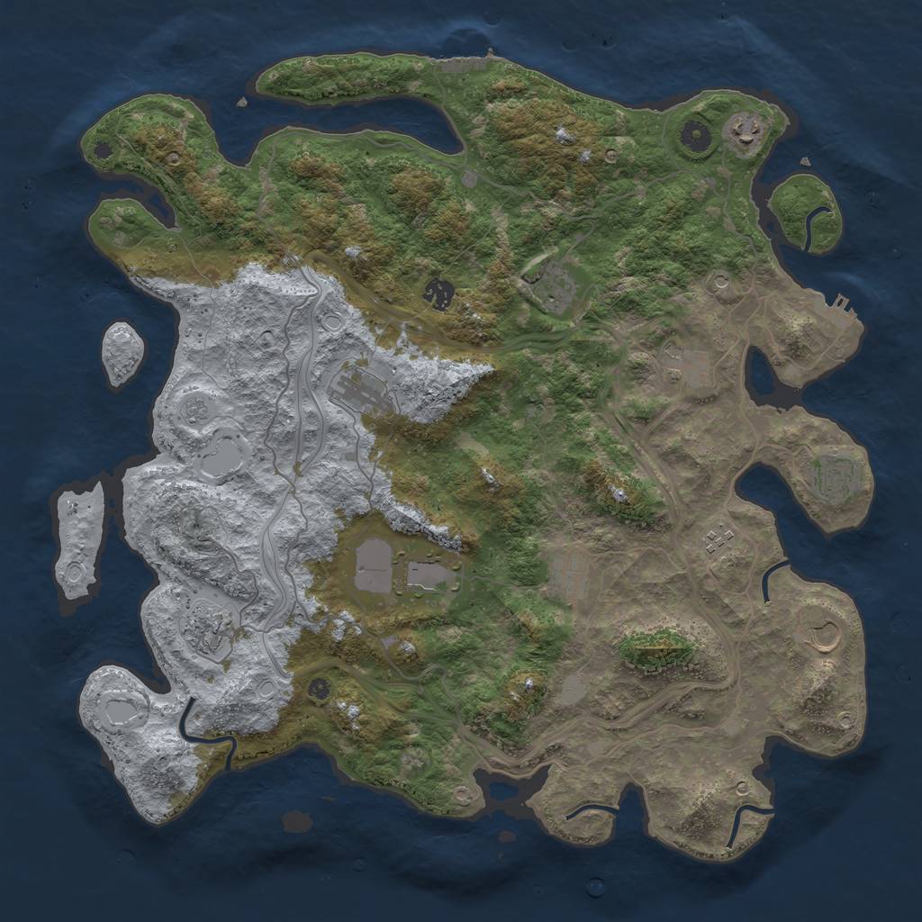 Rust Map: Procedural Map, Size: 4500, Seed: 252630932, 18 Monuments