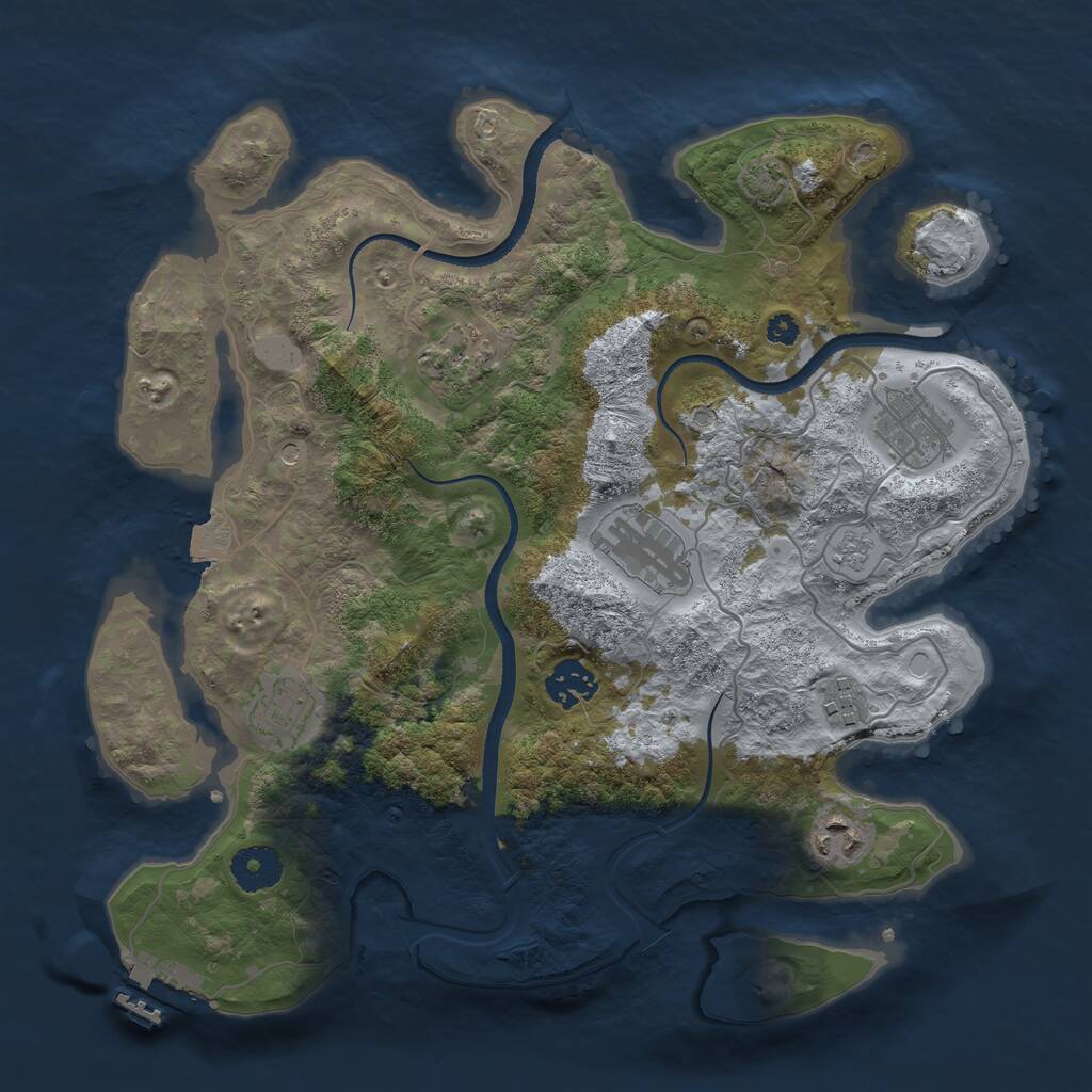 Rust Map: Procedural Map, Size: 3400, Seed: 8627, 12 Monuments