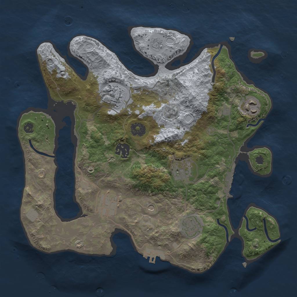 Rust Map: Procedural Map, Size: 3000, Seed: 1953793029, 13 Monuments