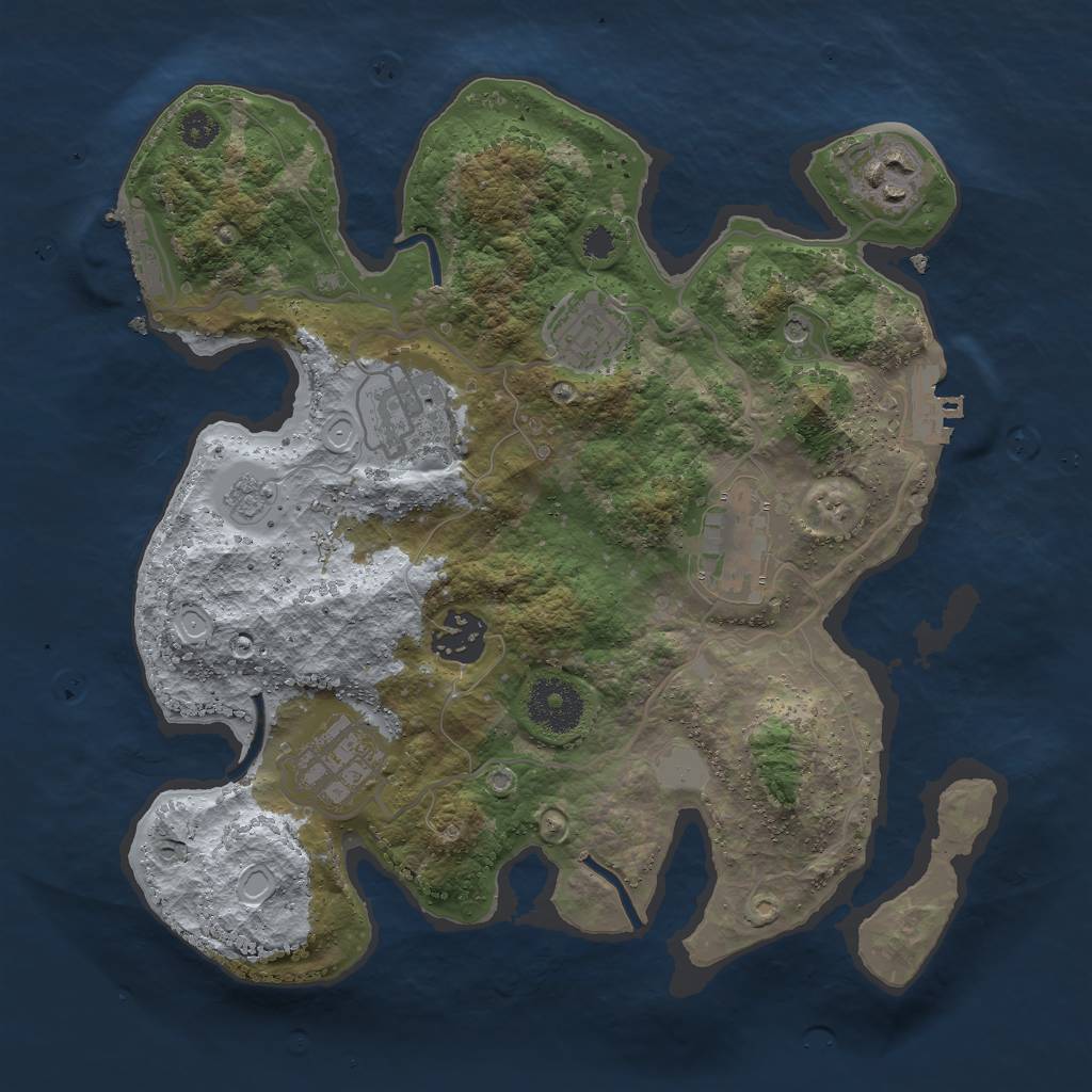 Rust Map: Procedural Map, Size: 3000, Seed: 2008355473, 13 Monuments
