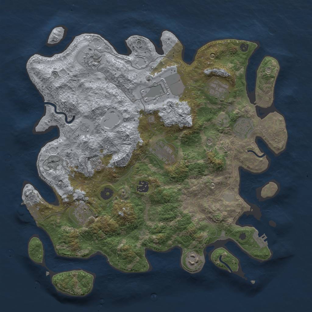 Rust Map: Procedural Map, Size: 3800, Seed: 132210, 16 Monuments