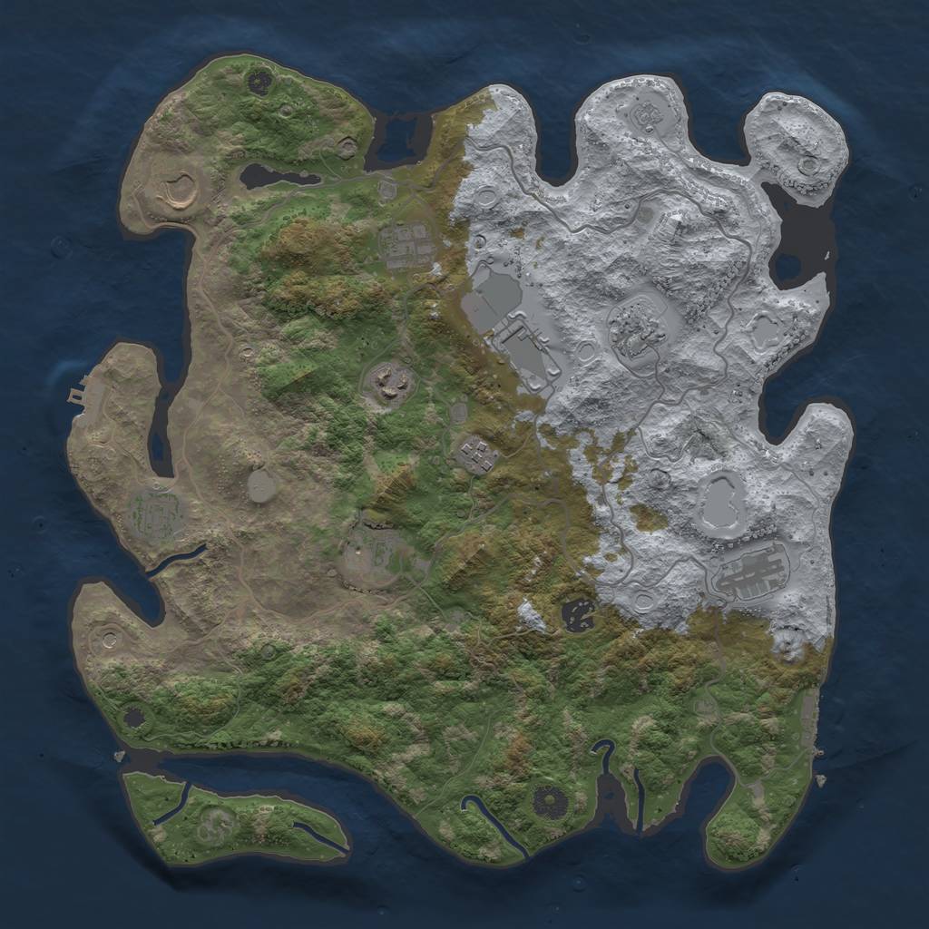 Rust Map: Procedural Map, Size: 4000, Seed: 124668845, 17 Monuments