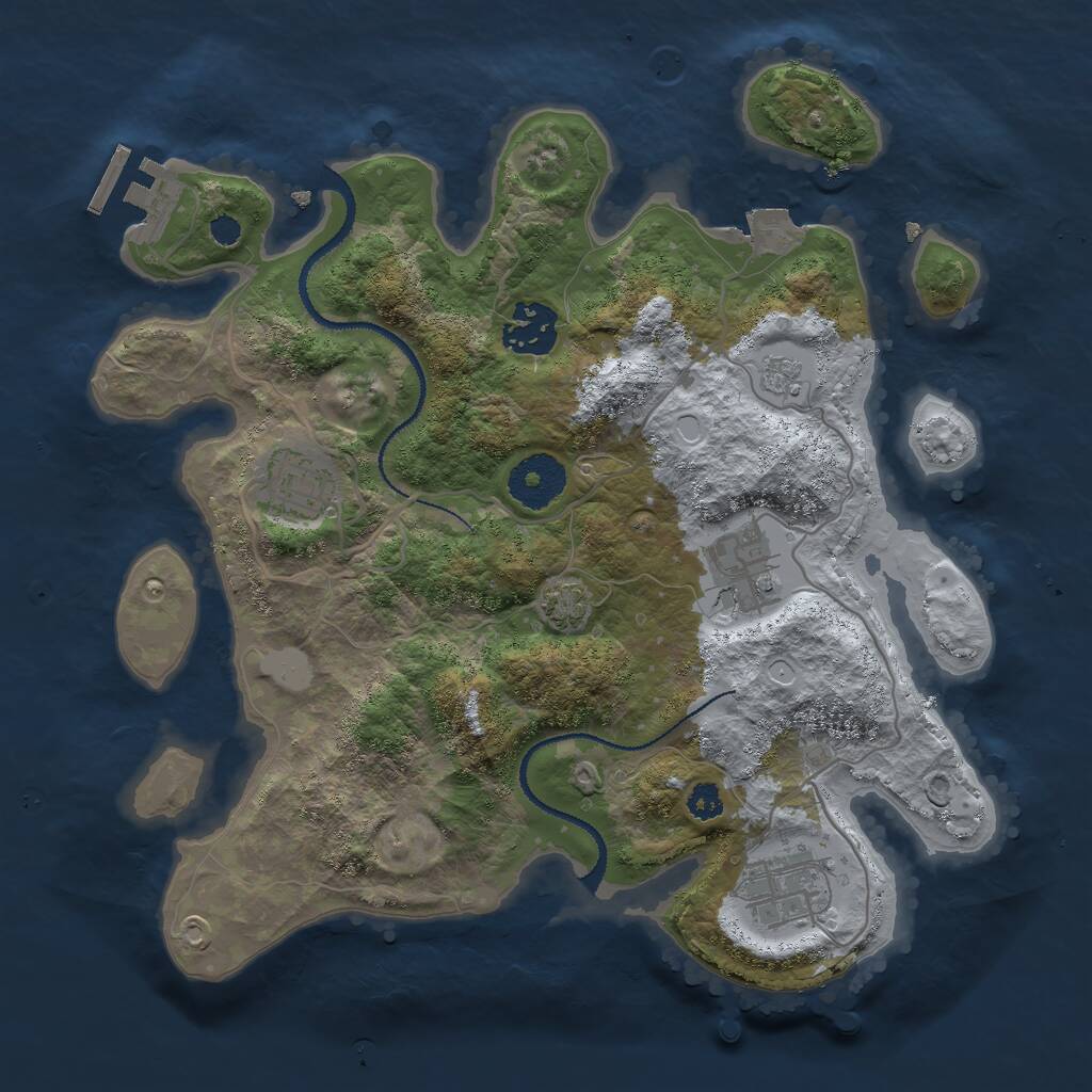 Rust Map: Procedural Map, Size: 3000, Seed: 1919699033, 8 Monuments