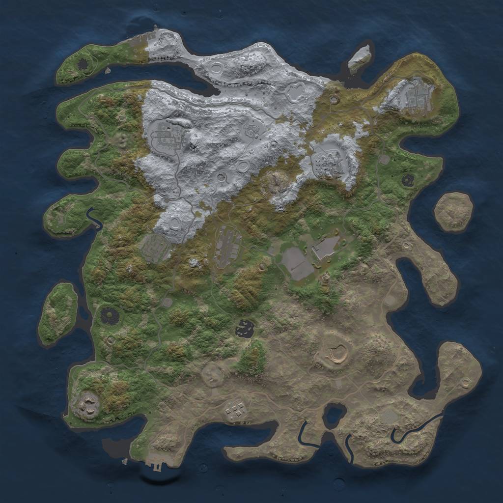 Rust Map: Procedural Map, Size: 4000, Seed: 465487481, 17 Monuments