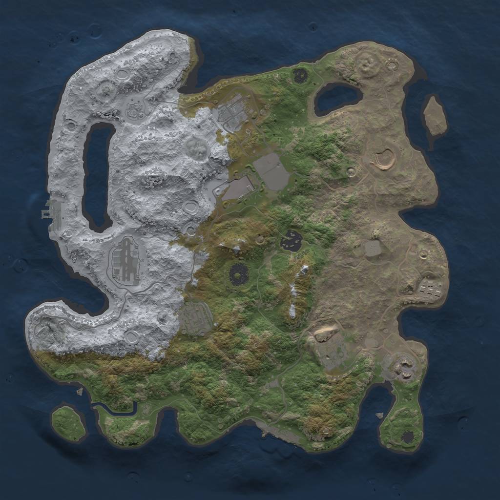 Rust Map: Procedural Map, Size: 3500, Seed: 2013285375, 16 Monuments