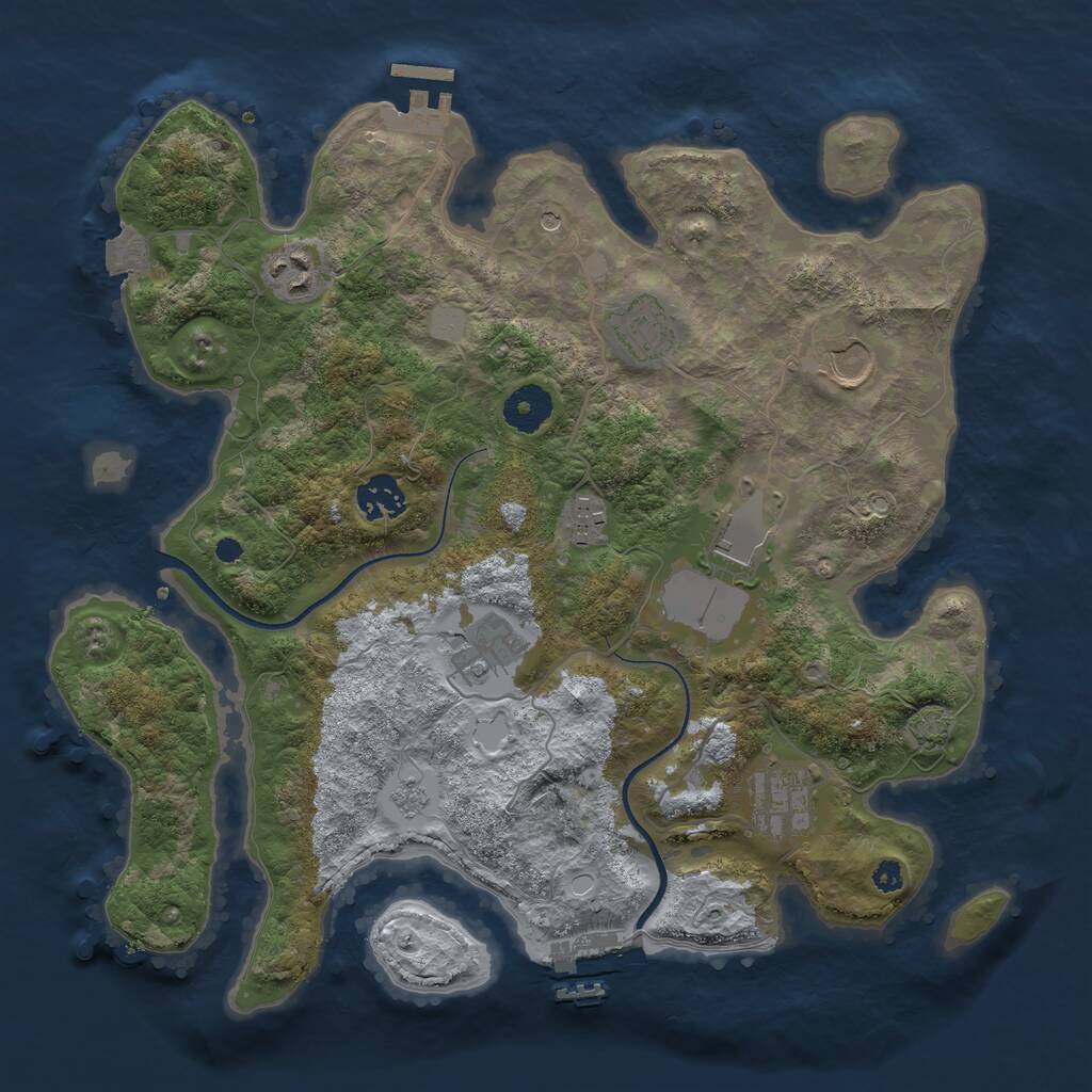 Rust Map: Procedural Map, Size: 3500, Seed: 3179179, 14 Monuments