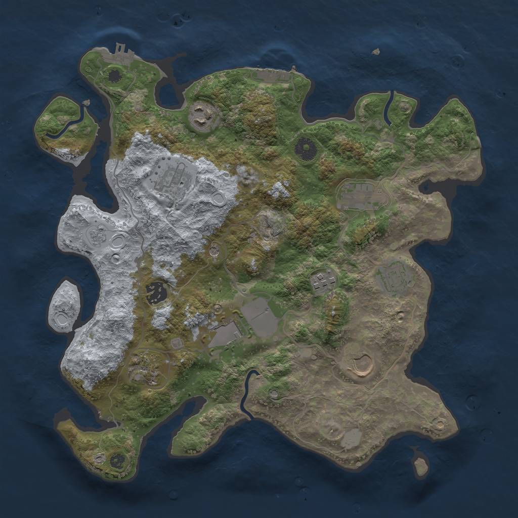 Rust Map: Procedural Map, Size: 3500, Seed: 44420650, 16 Monuments