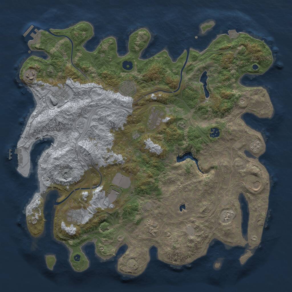 Rust Map: Procedural Map, Size: 4300, Seed: 51365268, 16 Monuments