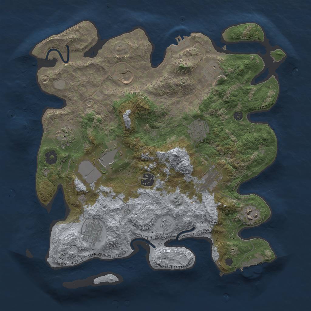 Rust Map: Procedural Map, Size: 3500, Seed: 7484977, 16 Monuments
