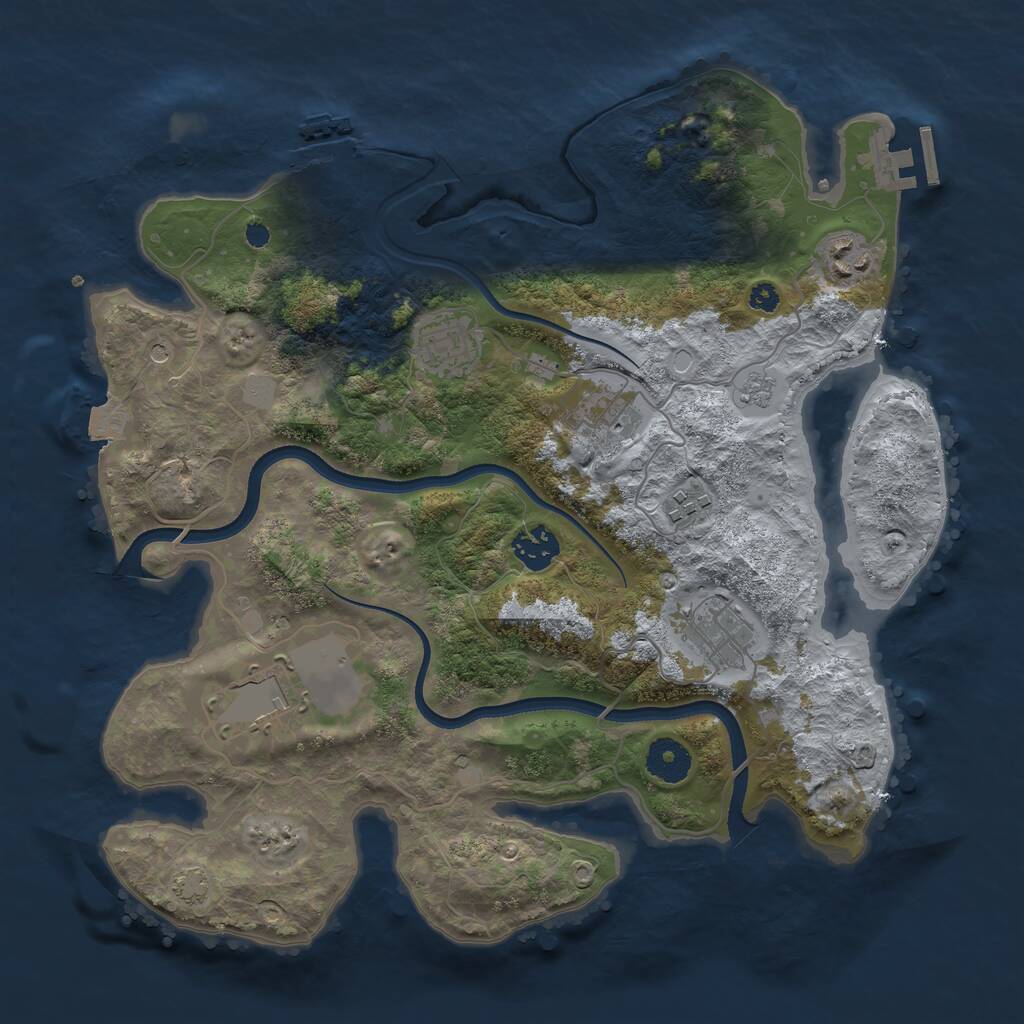 Rust Map: Procedural Map, Size: 3500, Seed: 64071477, 13 Monuments