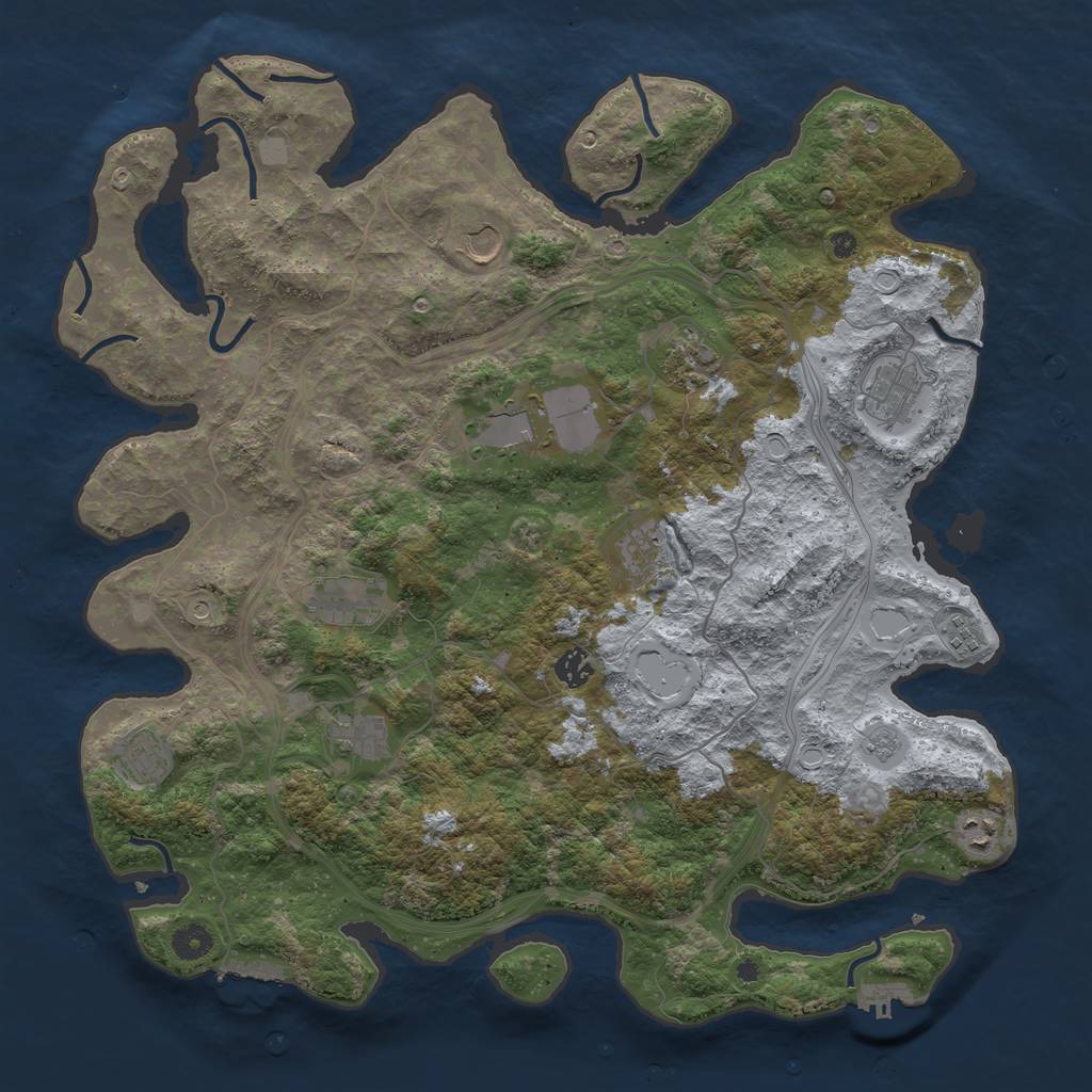 Rust Map: Procedural Map, Size: 4300, Seed: 86147879, 18 Monuments