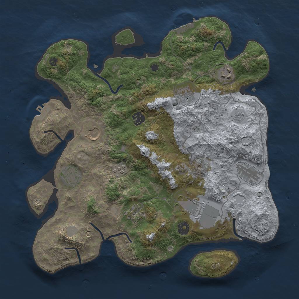 Rust Map: Procedural Map, Size: 3500, Seed: 858478, 16 Monuments