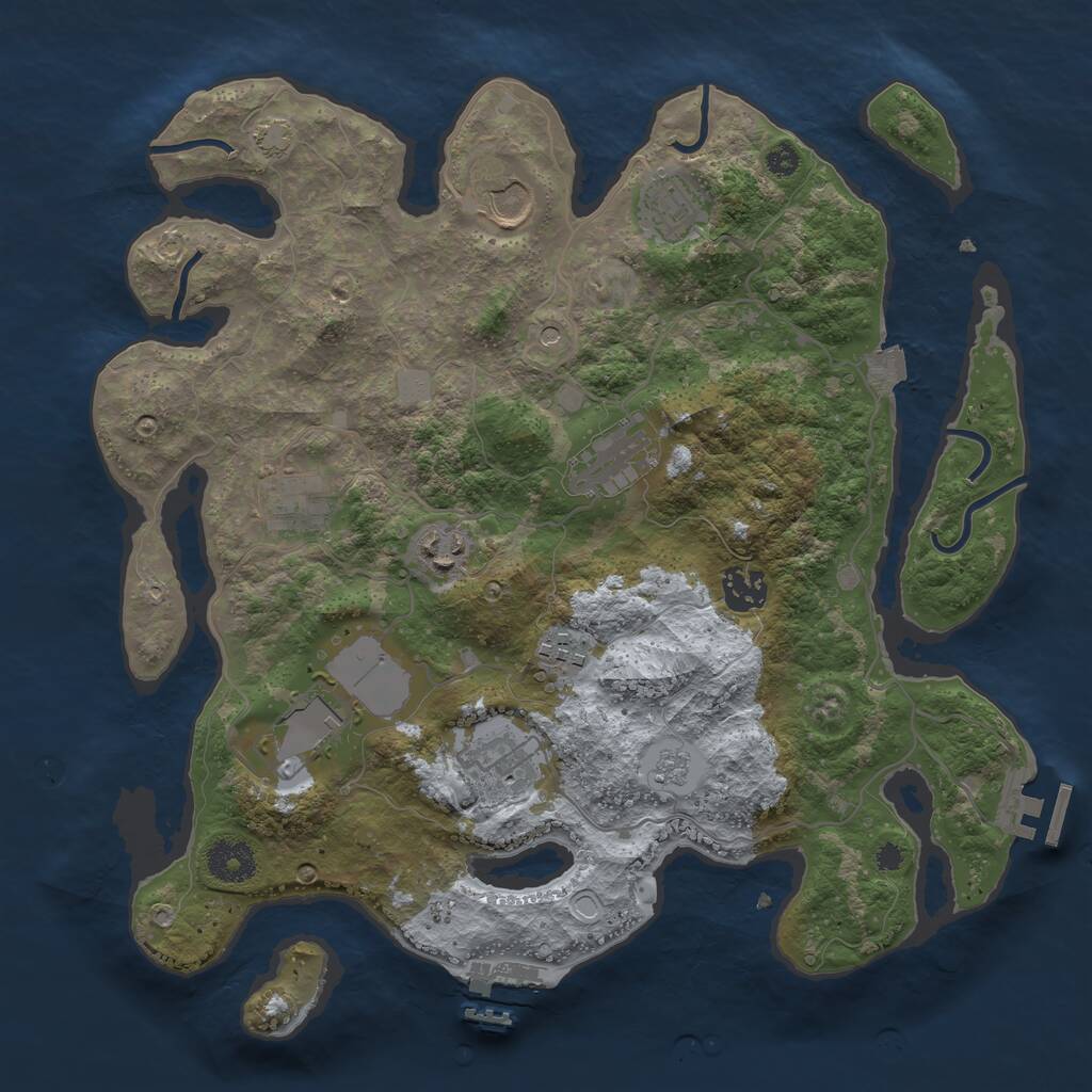 Rust Map: Procedural Map, Size: 3500, Seed: 2098775216, 15 Monuments