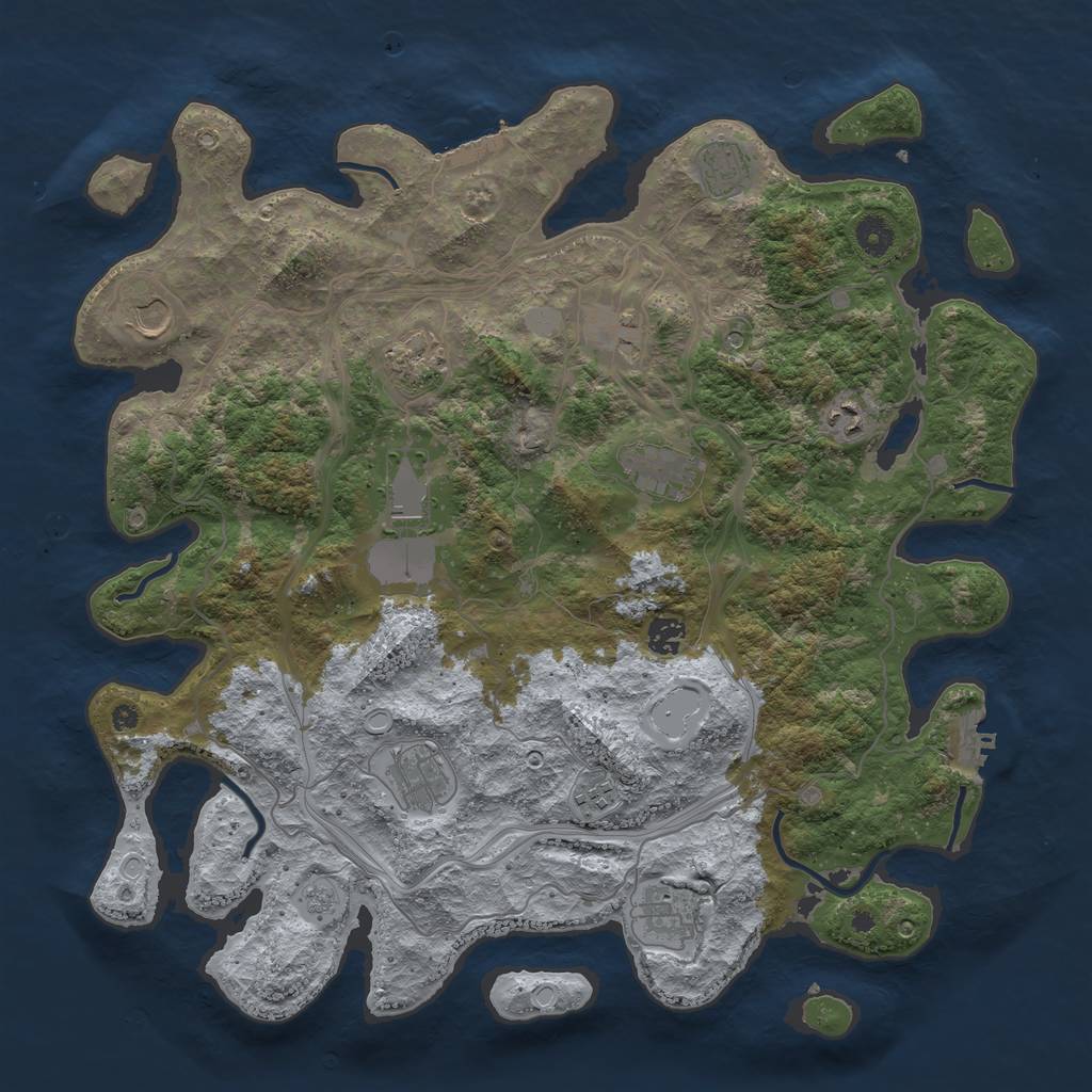 Rust Map: Procedural Map, Size: 4250, Seed: 605839501, 18 Monuments