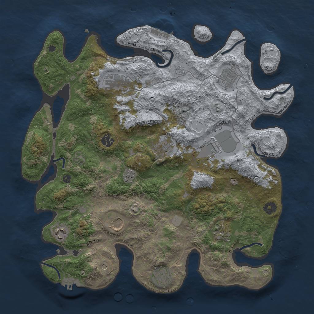 Rust Map: Procedural Map, Size: 3700, Seed: 911790778, 17 Monuments