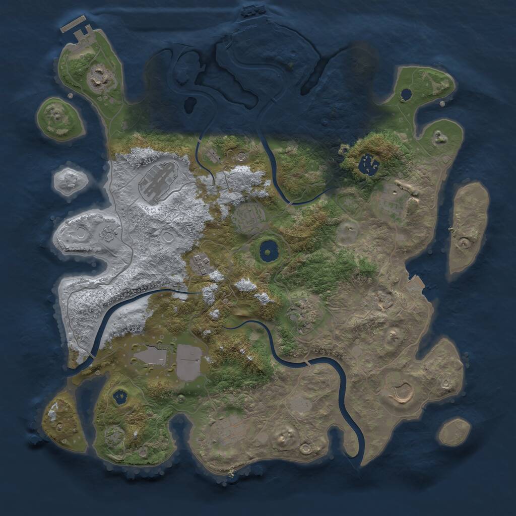 Rust Map: Procedural Map, Size: 3750, Seed: 40077635, 16 Monuments