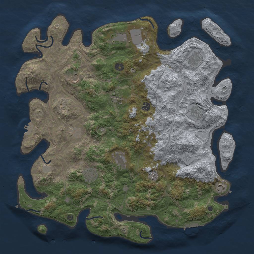Rust Map: Procedural Map, Size: 4300, Seed: 1690239119, 18 Monuments
