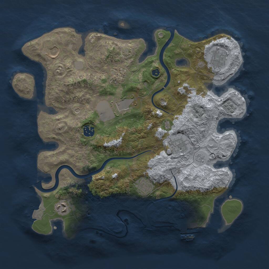 Rust Map: Procedural Map, Size: 3500, Seed: 84253830, 14 Monuments
