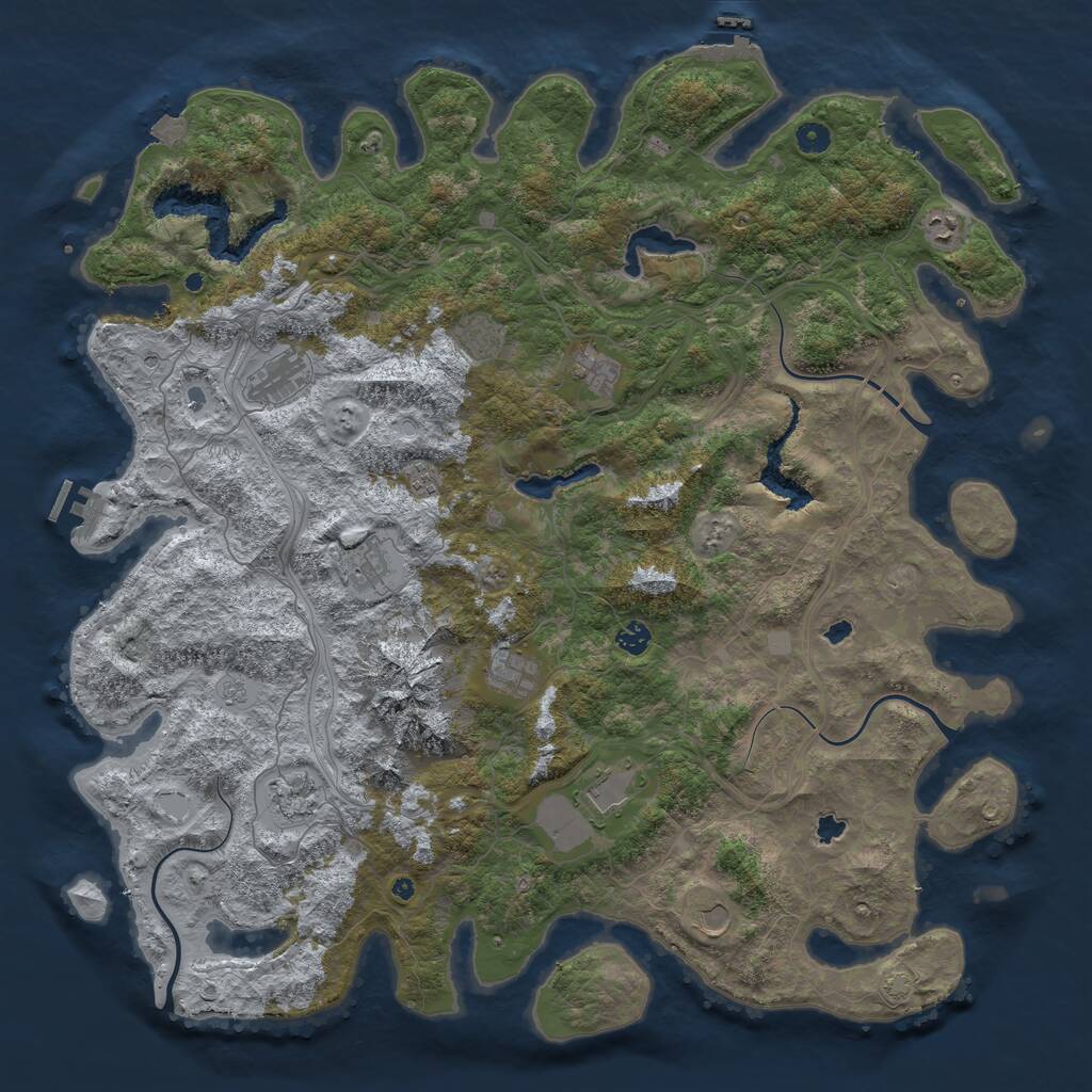 Rust Map: Procedural Map, Size: 5000, Seed: 300, 17 Monuments