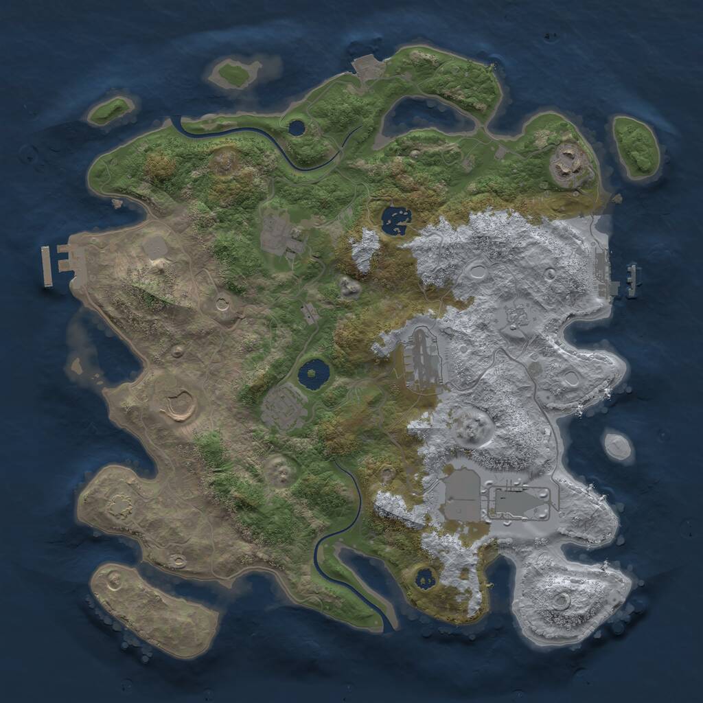 Rust Map: Procedural Map, Size: 3500, Seed: 26855430, 13 Monuments
