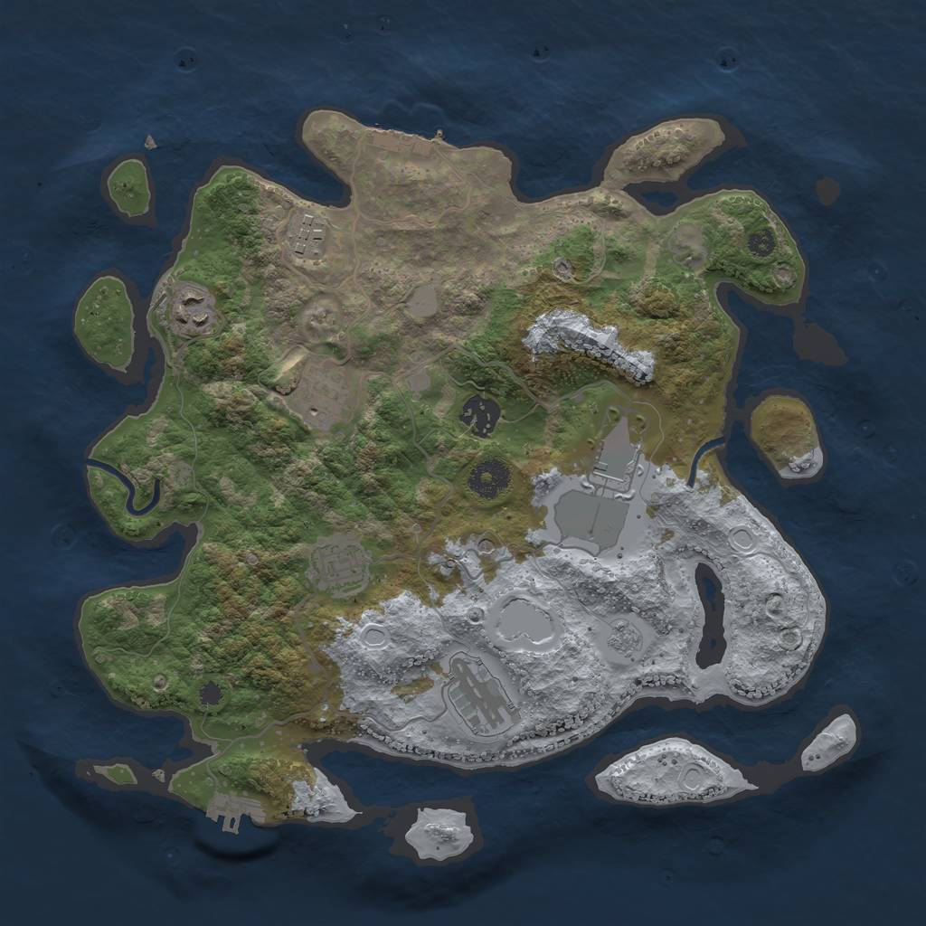 Rust Map: Procedural Map, Size: 3500, Seed: 86284521, 14 Monuments