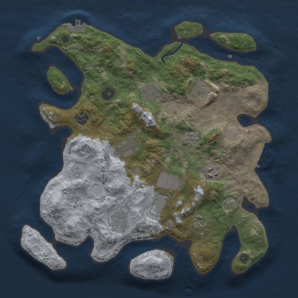 Rust Map: Procedural Map, Size: 3500, Seed: 91189923, 16 Monuments