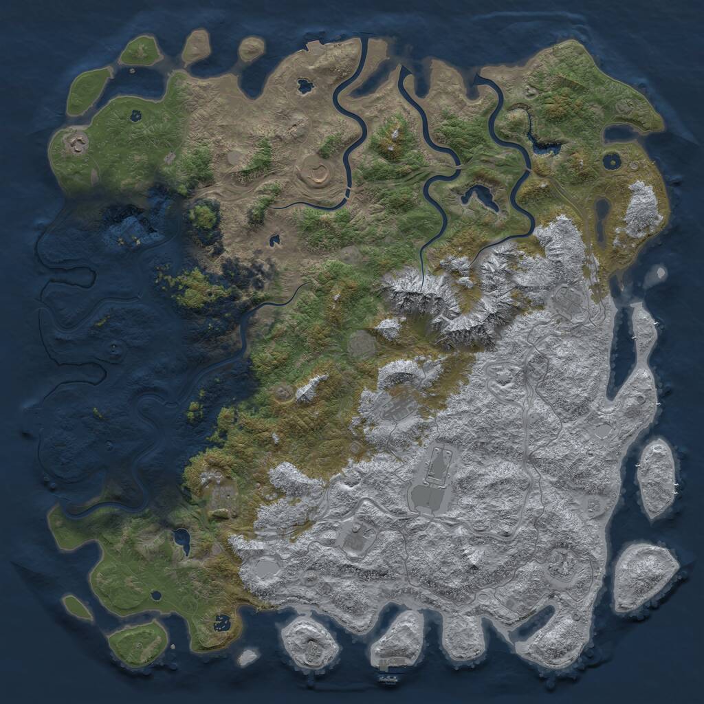 Rust Map: Procedural Map, Size: 6000, Seed: 5555821, 17 Monuments