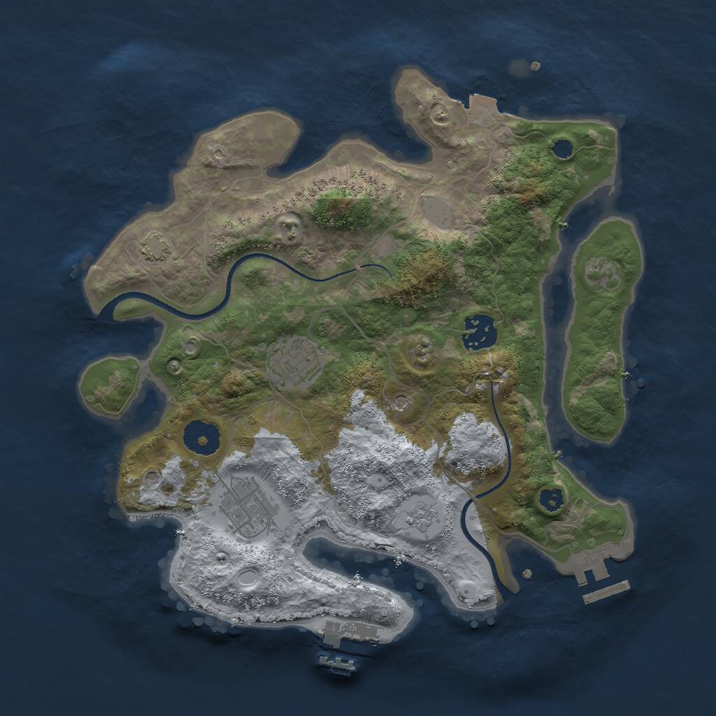 Rust Map: Procedural Map, Size: 3000, Seed: 6580429, 9 Monuments