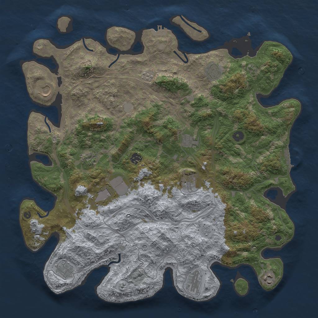 Rust Map: Procedural Map, Size: 4400, Seed: 45804490, 18 Monuments