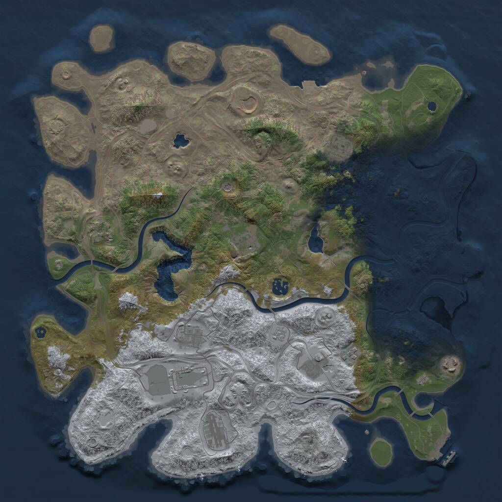 Rust Map: Procedural Map, Size: 4400, Seed: 45804490, 17 Monuments