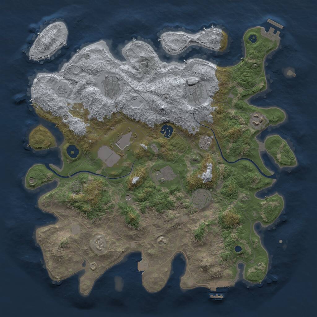 Rust Map: Procedural Map, Size: 3800, Seed: 100092317, 14 Monuments